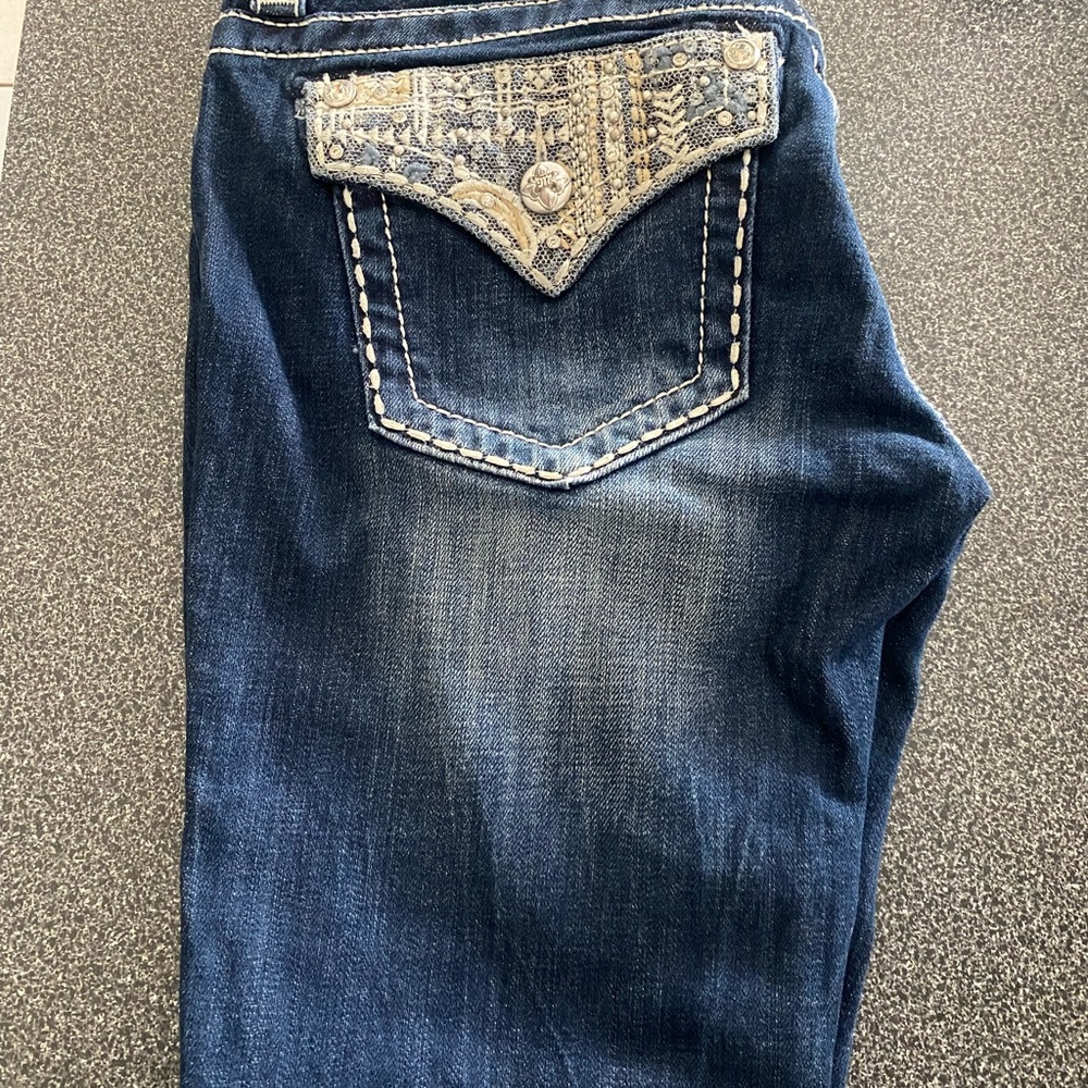 Miss Me Jeans-Blue Denim Jeans with Embroidered Pocket